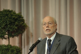 Institute Professor Phillip Sharp, of the Department of Biology and the Koch Institute for Integrative Cancer Research, discussed advanced manufacturing at the event.