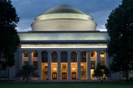 MIT's Killian Court and Great Dome at night