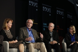 (Left to right) Imperial College London President Alice P. Gast; Richard Demillo, director of the Center for 21st Century Universities at Georgia Institute of Technology; and Craig Mundie, president of Mundie & Associates; and Karen Cator, president and CEO of Digital Promise