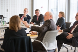 A significant part of Carter’s visit to MIT involved faculty presentations about ongoing research. Multiple faculty presentations focused on bioscience.