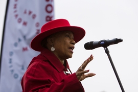 Cambridge Mayor Denise Simmons speaks at the event.