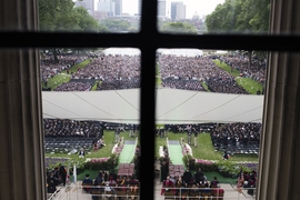 Commencement took place on Killian Court, on a day that first threatened rain but turned out to provide nearly perfect weather.