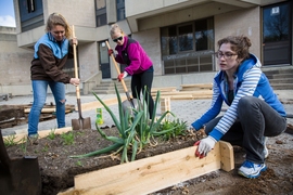 Throughout Tuesday, about 125 MIT faculty, students, and staff spread out across 16 nonprofits in Cambridge and Boston, as part of the second annual Together in Service Day, organized by the Priscilla King Gray Public Service Center. 