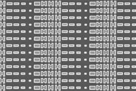 A larger view of the array of meta-atoms which perform as a lens to focus mid-IR rays, which ordinary glass and other visually transparent materials can’t do because they are opaque at these wavelengths.