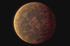 Artist’s rendering of the surface of LHS 3844b, a planet that has been found to have no atmosphere.