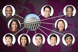 (Left–right) Top row: Pelkins Ajanoh, Aurel Nagy, Mohamed Ismail. Middle row: Pooja Reddy, Connie Liu. Bottom row: Jason Wang, Riana Shah, Anthony Tabet, Jin Park, Sanath Devalpurkar.