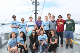 Research team on boat